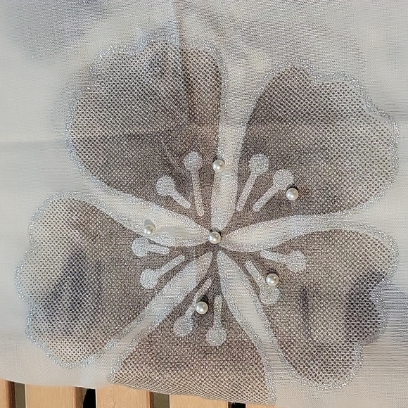 Gauzy scarf with pearls & glittery accents approximately 72 inches in length NWT - Picture 3 of 12